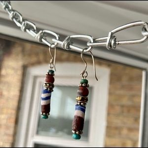 Earrings handcrafted with African trade beads